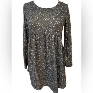 NWOT Jodifil Gray Polka Dot Long Sleeve Dress Size Small‎
